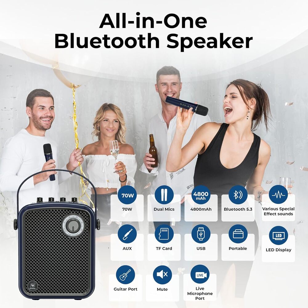 Wireless Voice Amplifier with 2 Wireless Microphones,Microphones and Speaker Set - Picture 3 of 5